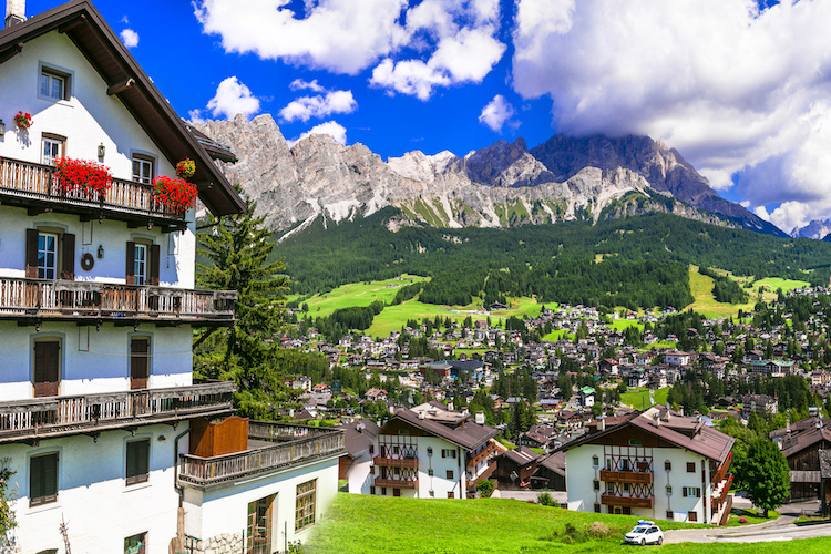 Breathtaking nature of Italian Alps .Wonderful valley in Cortina d'Ampezzo - famous ski resort in northern Italy, Belluno province